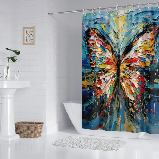 Shower Curtain with Hooks 180cm*180cm(70"*70") Polyester Washable Waterproof Plant Flower Pattern Bathroom Bathtub Decor