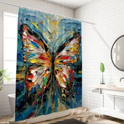 Shower Curtain with Hooks 180cm*180cm(70