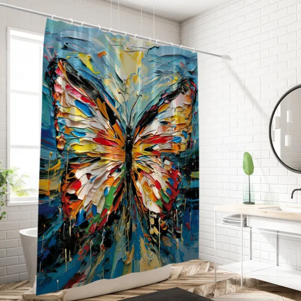 Shower Curtain with Hooks 180cm*180cm(70"*70") Polyester Washable Waterproof Plant Flower Pattern Bathroom Bathtub Decor