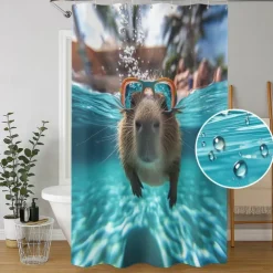 Shower Curtain with Hooks 180cm*180cm(70