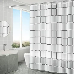 Shower Curtain with Hooks 180cm*180cm(70