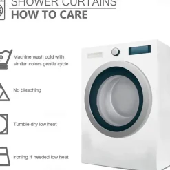 Shower Curtain with Hooks 180cm*180cm(70