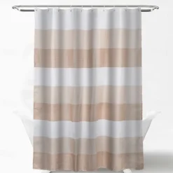 Shower Curtains for Bathroom, Polyester Waffle Textured Stripe Pattern Shower Curtain with Metal Grommets and Plastic Hooks 180cm*180cm(70"*70")