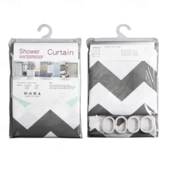 Shower Curtains for Bathroom, Polyester Waffle Textured Stripe Pattern Shower Curtain with Metal Grommets and Plastic Hooks 180cm*180cm(70