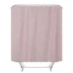 Shower Curtains for Bathroom, Polyester Waffle Textured Stripe Pattern Shower Curtain with Metal Grommets and Plastic Hooks 180cm*180cm(70