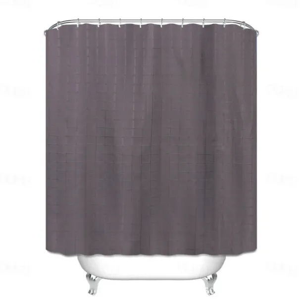 Shower Curtains for Bathroom, Polyester Waffle Textured Stripe Pattern Shower Curtain with Metal Grommets and Plastic Hooks 180cm*180cm(70"*70")