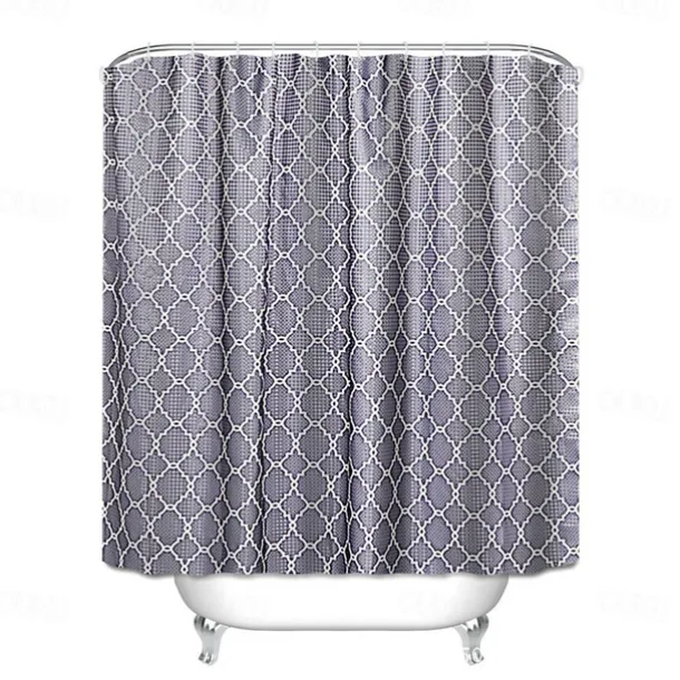 Shower Curtains for Bathroom, Polyester Waffle Textured Stripe Pattern Shower Curtain with Metal Grommets and Plastic Hooks 180cm*180cm(70"*70")