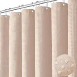 Shower Curtains Waffle Textured Heavy Duty Thick Fabric Water Repellent Liner with Stainless Steel Hooks Hotel Luxury Quality Sage Green 180cm*180cm(70