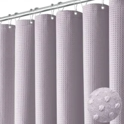 Shower Curtains Waffle Textured Heavy Duty Thick Fabric Water Repellent Liner with Stainless Steel Hooks Hotel Luxury Quality Sage Green 180cm*180cm(70