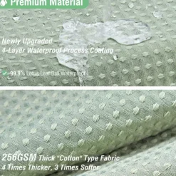 Shower Curtains Waffle Textured Heavy Duty Thick Fabric Water Repellent Liner with Stainless Steel Hooks Hotel Luxury Quality Sage Green 180cm*180cm(70