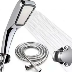 Shower Faucet,300 Holes Shower Head Bracket Hose Set High Pressure Rainfall Water Saving Flow with Chrome Spray Water Saving Bathroom Fixture Accessories