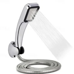 Shower Faucet,300 Holes Shower Head Bracket Hose Set High Pressure Rainfall Water Saving Flow with Chrome Spray Water Saving Bathroom Fixture Accessories