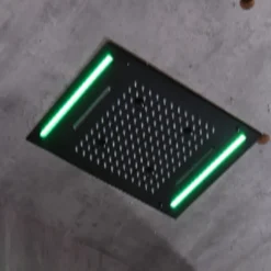 Shower Faucet,500*360 Matte Black Bathroom Faucet Rain Shower Complete with Multi-color LED Stainless Steel Shower Head Ceiling Mounted Ti-PVD Feature - Design / Rainfall Shower Head System