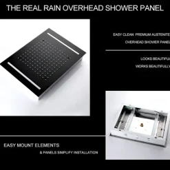 Shower Faucet,500*360 Matte Black Bathroom Faucet Rain Shower Complete with LED Stainless Steel Shower Head Ceiling Mounted Ti-PVD Feature - Design / Rainfall Shower Head System