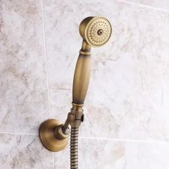 Shower Faucet Set Handshower Included Vintage Style/Country Brass Mount Outside Ceramic Valve Bath Shower Mixer Taps/Single Handle/Yes/Single Handle Three Holes