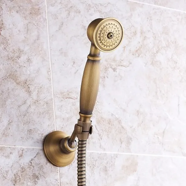 Shower Faucet Set Handshower Included Vintage Style/Country Brass Mount Outside Ceramic Valve Bath Shower Mixer Taps/Single Handle/Yes/Single Handle Three Holes