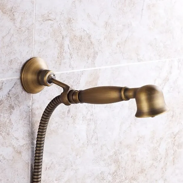 Shower Faucet Set Handshower Included Vintage Style/Country Brass Mount Outside Ceramic Valve Bath Shower Mixer Taps/Single Handle/Yes/Single Handle Three Holes