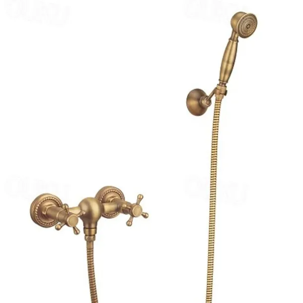 Shower Faucet Set Handshower Included Vintage Style/Country Brass/Electroplated Mount Outside Ceramic Valve Bath Shower