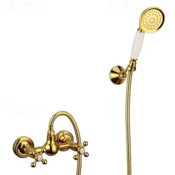 Shower Faucet Set Handshower Included Vintage Style/Country Brass/Electroplated Mount Outside Ceramic Valve Bath Shower
