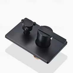 Shower Faucet Set Wall Mounted Vintage Brass, Rainfall Overhead Combo Set Bathroom Mixer Ceramic Shower Hendheld Sprayer High Pressure Black Antique