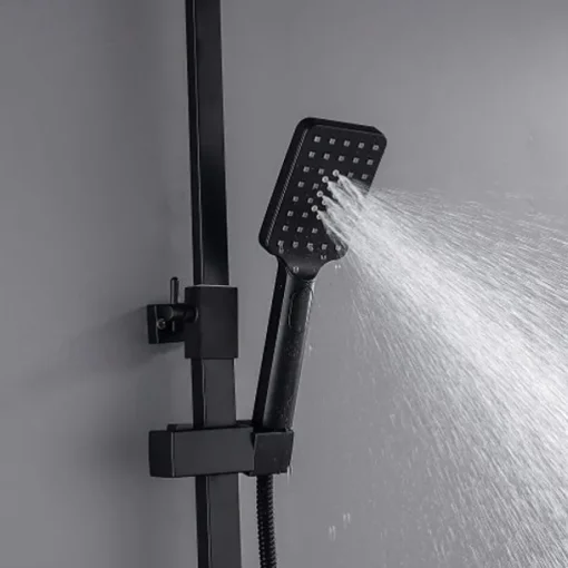 Shower Faucet with LED Display Thermostatic Mixer valve Set Handshower Included Pullout/Shelf Rainfall Shower Electroplated Mount Outside Ceramic Valve Bath Shower Mixer Taps