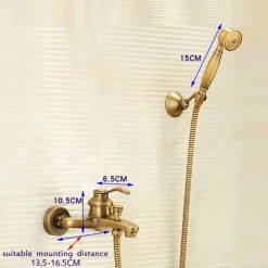 Shower Faucet,Antique Brass Shower Faucet Set,Wall Mounted Rainfall Single Handle Two Holes Shower Mixer Taps with Hot and Cold Switch