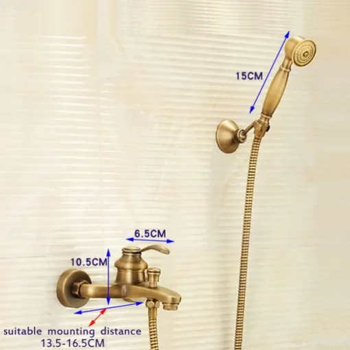 Shower Faucet,Antique Brass Shower Faucet Set,Wall Mounted Rainfall Single Handle Two Holes Shower Mixer Taps with Hot and Cold Switch