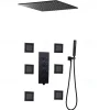 Shower Faucet,Contemporary Black Bath Shower Faucet Set / 16 Inch Bathroom Rain LED Shower Head / Hot And Cold Mixer Valve / Brass Hand Shower Included