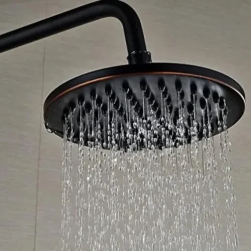 Shower Faucet,Copper Shower System Set Rainfall Antique Oil-rubbed Bronze Two Handles Three Holes Bath Shower Mixer Taps with Hot and Cold Switch and Ceramic Valve