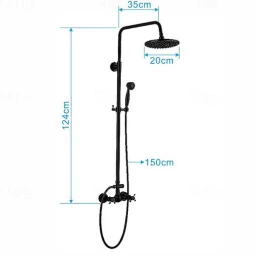 Shower Faucet,Copper Shower System Set Rainfall Antique Oil-rubbed Bronze Two Handles Three Holes Bath Shower Mixer Taps with Hot and Cold Switch and Ceramic Valve