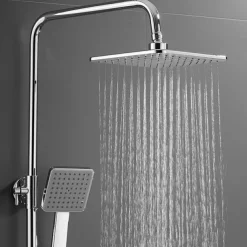 Shower Faucet,Rainfall Shower Head System / Thermostatic Mixer valve Set - Handshower Included pullout Rainfall Shower Contemporary Electroplated Mount Outside Ceramic Valve Bath Shower Mixer Taps
