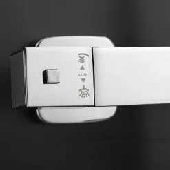 Shower Faucet,Rainfall Shower Head System / Thermostatic Mixer valve Set - Handshower Included pullout Rainfall Shower Contemporary Electroplated Mount Outside Ceramic Valve Bath Shower Mixer Taps