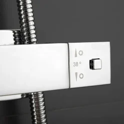 Shower Faucet,Rainfall Shower Head System / Thermostatic Mixer valve Set - Handshower Included pullout Rainfall Shower Contemporary Electroplated Mount Outside Ceramic Valve Bath Shower Mixer Taps