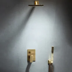 Shower Faucet,Shower Faucet Rainfall Shower Head System Set - Handshower Included Dual-Head Rainfall Shower Antique Vintage Style Electroplated Ceiling Mounted Ceramic Valve Bath Shower Mixer Taps