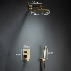 Shower Faucet,Shower Faucet Rainfall Shower Head System Set - Handshower Included Dual-Head Rainfall Shower Antique Vintage Style Electroplated Ceiling Mounted Ceramic Valve Bath Shower Mixer Taps