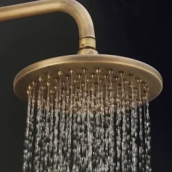 Shower Faucet,Shower System Set - Handshower Included pullout Waterfall Vintage Style / Country Antique Brass Mount Outside Ceramic Valve Bath Shower Mixer Taps