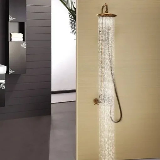Shower Faucet,Shower System Set,Rainfall Shower System Ceramic Valve Two Handles Three Holes Bath Shower Mixer Taps with Hot and Cold Switch