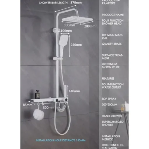 Shower Faucet,Shower System Rainfall Shower Head System Set Handshower Included Multi Spray Shower Contemporary Painted Finishes Mount Outside Ceramic Valve Bath Shower Mixer Taps