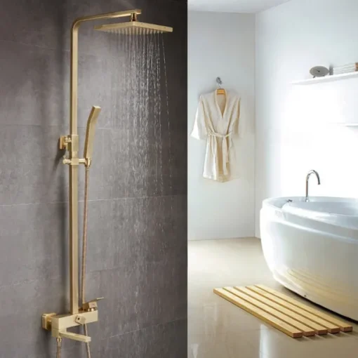 Shower Faucet,Shower System Rainfall Shower Head System Body Jet Massage Set Handshower Included Sound Shower Head Rainfall Shower Antique Vintage Style Nickel Brushed Electroplated