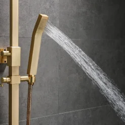Shower Faucet,Shower System Rainfall Shower Head System Body Jet Massage Set Handshower Included Sound Shower Head Rainfall Shower Antique Vintage Style Nickel Brushed Electroplated