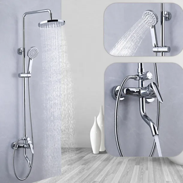 Shower Faucet,Shower System Rainfall Shower Head System Set Handshower Included pullout Multi Spray Shower Contemporary Traditional Electroplated Mount Outside Ceramic Valve Bath Shower Mixer Taps