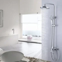 Shower Faucet,Shower System Rainfall Shower Head System Set Handshower Included pullout Multi Spray Shower Contemporary Traditional Electroplated Mount Outside Ceramic Valve Bath Shower Mixer Taps