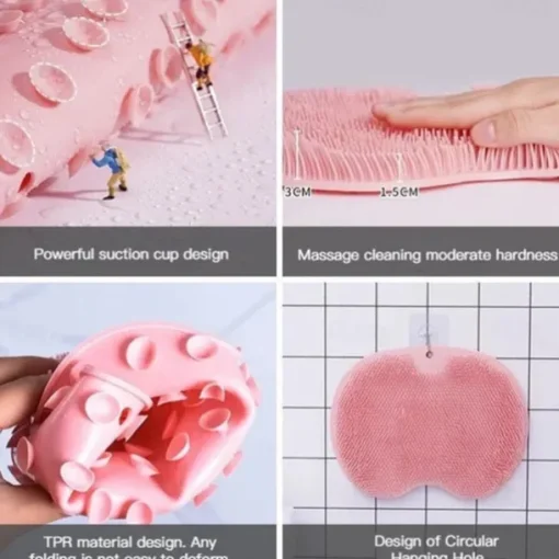 Shower Foot & Back Scrubber, Massage Pad – Hands-Free Silicone Body Scrubber with Suction Cups, Wall-Mounted Exfoliator for Back and Foot Cleaning, 1 Piece