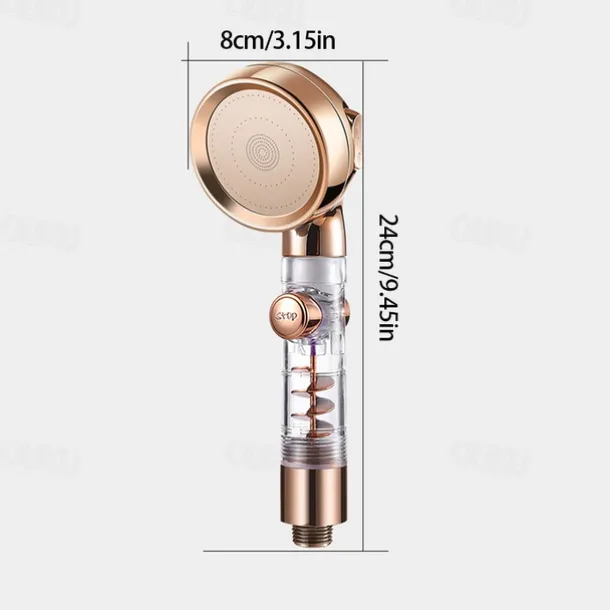 Shower Head High Pressure 3-Function SPA Shower Head With Switch On/Off Button Filter Bath Head Water Saving Shower Bathroom