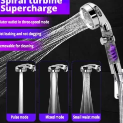 Shower Head High Pressure 3-Function SPA Shower Head With Switch On/Off Button Filter Bath Head Water Saving Shower Bathroom