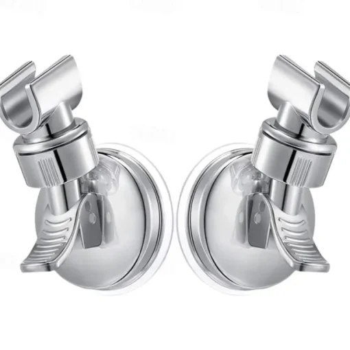Shower Head Holder Suction Cup Shower Head Holder Adjustable Height Wall Mount Shower Wand Holder Bracket ABS Removable Handheld Shower Head Holder Silver