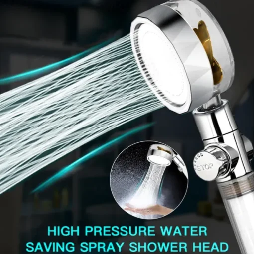 Shower Head Water Saving Flow 360 Degrees Rotating With Small Fan ABS Rain High-Pressure Spray Nozzle Bathroom Accessories