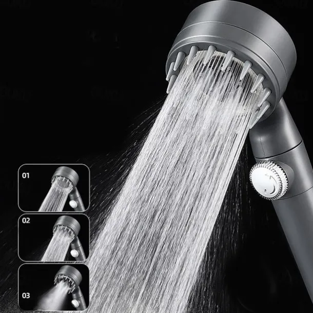 Shower Head with Filter 3 Mode Sprayer, Adjustable High Pressure Handheld Showerhead Massage Mist Jet Black White Grey