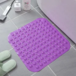 Shower Mats Rubber Shower Mat with Drain Hole - Non-Slip Bathtub Mat for Bathroom, Anti-Mildew, Quick-Drying, Comfortable and Safe for Kids and Elderly