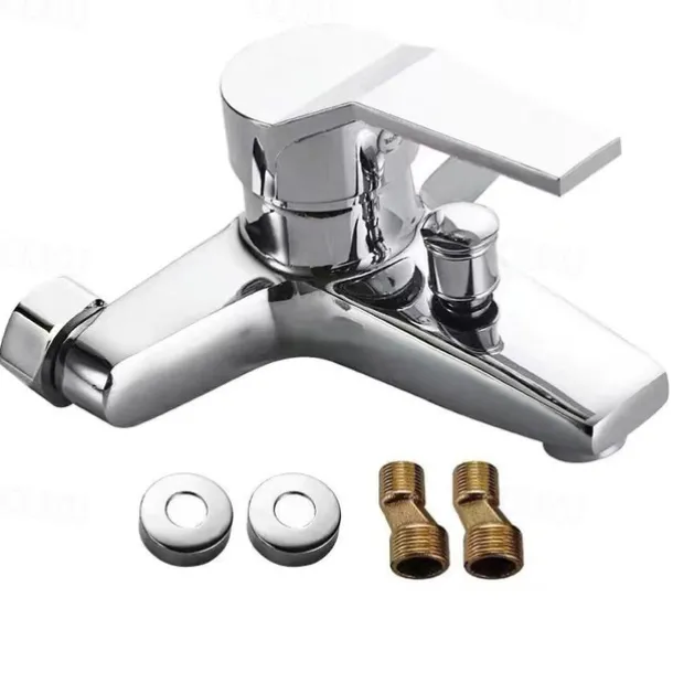 Shower Mixer Bar Valve Wall Mounted Chrome with Handheld Spray, Bottom G1/2 Shower Mixer Tap Round Mixer Bar Wall Mount